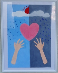 さがみハート展に出品された絵画 「雲よ」 さがみハート展に出品された絵画 「雲よ」
